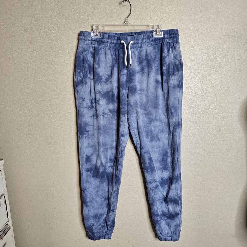 Gap Blue Tie Dye Fleece Joggers Womens Large Tall Elastic Waist Sweatpants